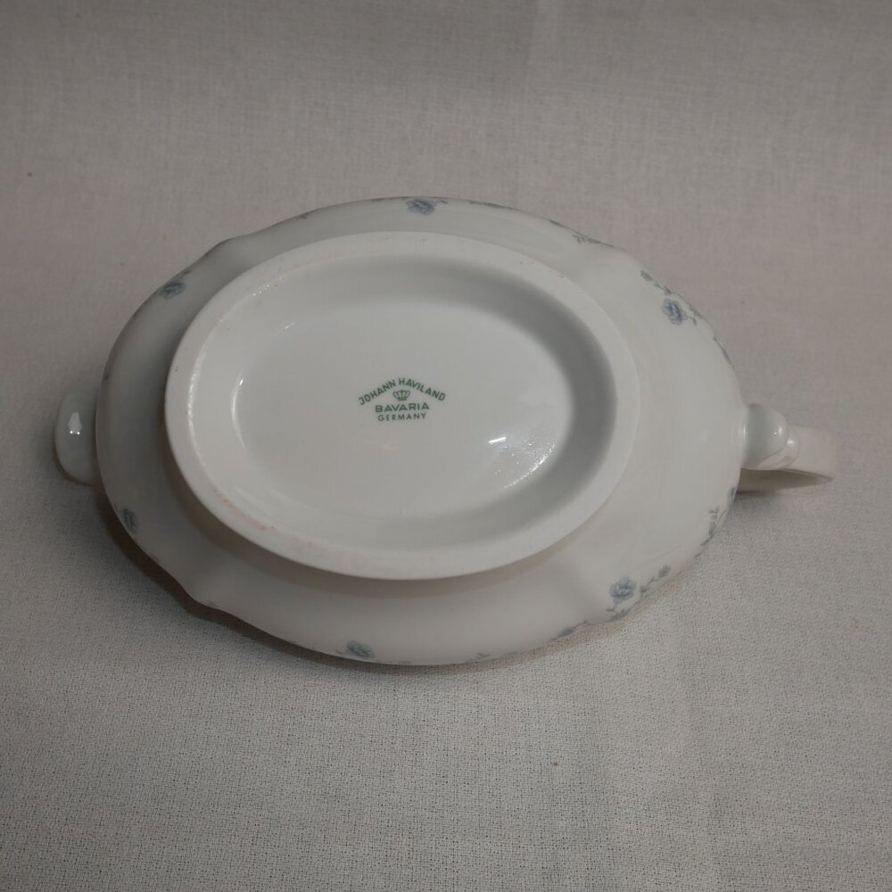 Bavaria Haviland Germany Floral Porcelain Gravy Boat With Silver Trim - Picture 3 of 8